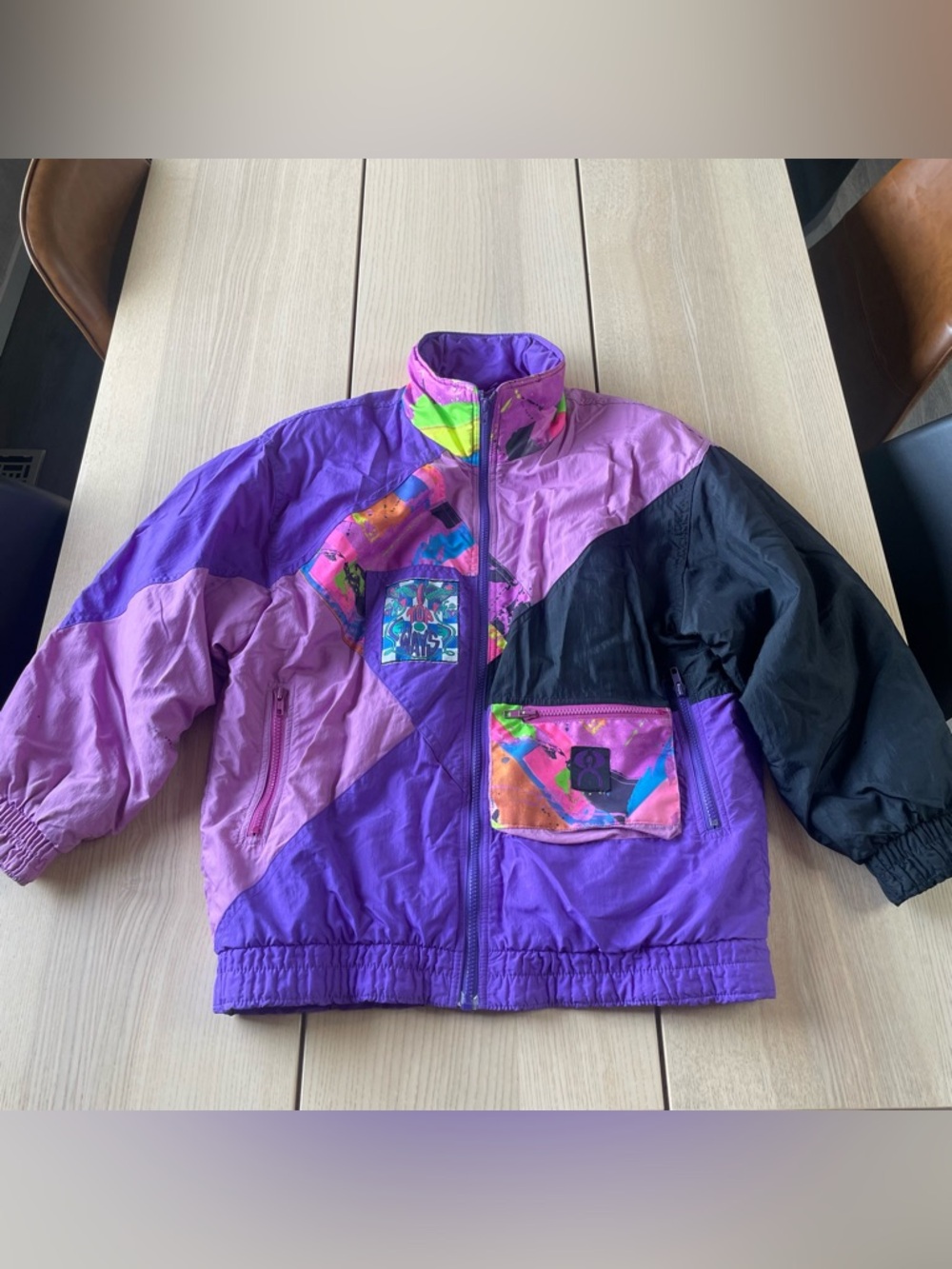 Vintage Purple Colorblock Jacket ladies lg-xl 90’s retro winter coat